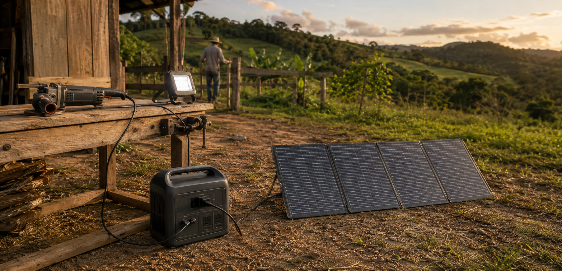 Solução móvel de energia solar em ambiente agrícola